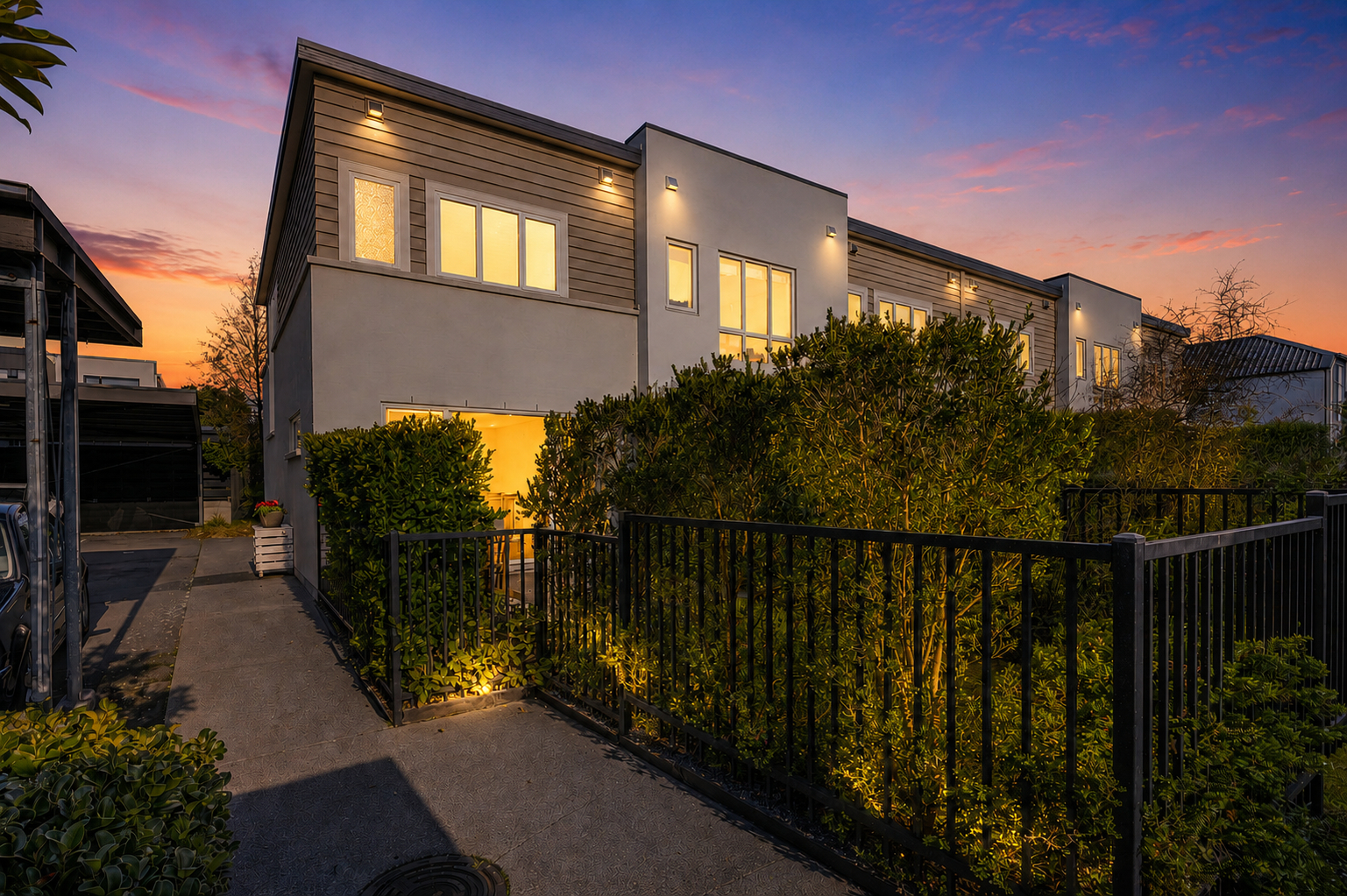 wide_exterior_architectural_photograph_at_twilight_HQ 3/7 Bangor Street, Christchurch Central